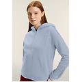 felpa cappuccio con zip e dettagli ricamati zen blue donna small