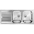 cmspa lavello zenith 116x50 inox satinato 2 vasche destra con sgocciolatoio piletta 3''