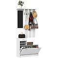 homcom mobile d'ingresso con appendiabiti specchio e scarpiera 3 in 1 in legno bianco