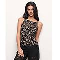top in tulle con perline ricamate con stampa animalier marianna / stampato / l stampato
