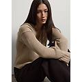 - maglione in puro lino beige oversize fit deep v donna sabbia taglia xs