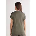 maglia manica corta con scollo a v in lino the pure linen donna verde taglia s