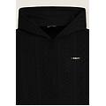 felpa con cappuccio in tessuto tecnico a trecce nero donna extra large
