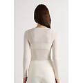 maglia scollo a v in modal ultralight con cashmere donna avorio taglia l