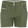 shorts wr. up in denim navetta ecologico fondo sfrangiato e abrasioni oil green donna extra small