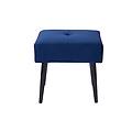 sgabello basso in tessuto effetto velluto testurizzato blu notte e metallo nero h46 cm guesta