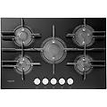 ariston ftghg 751 d-ha(bk) piano cottura a gas in vetro temperato 5 fuochi griglie in ghisa 75 cm