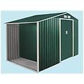 metalgreen garden cottage casetta attrezzi in lamiera metalgreen con legnaia l278x p127 x h195 cm.