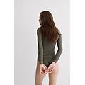 maglia scollo a v ultralight con cashmere e pizzo donna verde taglia l