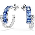 SWAROVSKI orecchini a cerchio matrix taglio misto blu placcato rodio os