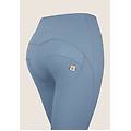 pantaloni wr. up 7/8 similpelle vita alta con bottoni deco faded denim donna medium