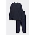 pigiama lungo in cotone gessato uomo blu taglia m