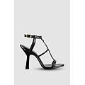 sandali con tacco in pelle nero 35