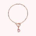 bracciale catena forzatina con pendente lettera pav&eacute; in cubic zirconia