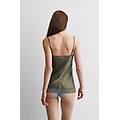 canotta in seta e pizzo donna verde taglia m
