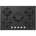 piano cottura 5 fuochi l 75 cm nero griglie in ghisa