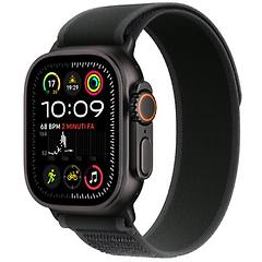 apple watch ultra 2 gps cellular 49mm cassa titanio nero con nero trail loop m l