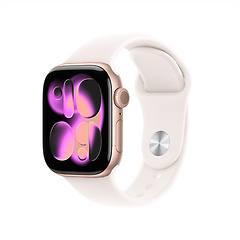 apple watch series 11 gps 42 mm cassa in alluminio color oro rosa con cinturino sport rosa cipria m/l