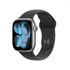 apple watch series 11 gps 42 mm cassa in alluminio grigio siderale con cinturino sport nero s/m