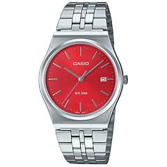 casio mtp-b145d-4a2vef 41mm analogico acciaio inossidabile argento-rosso resistente acqua 5atm