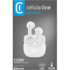 cellularline core auricolari bluetooth true wireless con custodia di ricarica display led 16 ore play time