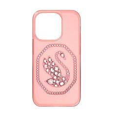 swarovski custodia per smartphone cigno iphone 14 pro rosa pallido
