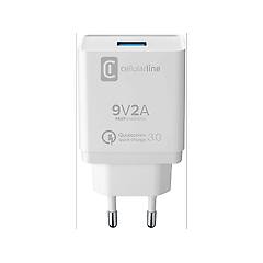cellularline caricabatterie usb 18w cavo usb type c bianco