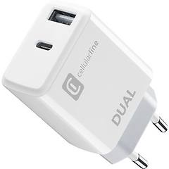 cellularline cellular line caricabatterie da rete con 2 porte usb e usb c
