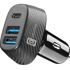 Cellularline Caricabatteria Auto Multicarica Auto 3 Porte