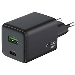 nilox caricatore universale gan 45w con 2 porte usb-c e usb-a