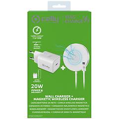 celly magchargekit kit con alimentatore 20w e caricabatterie wireless magnetico