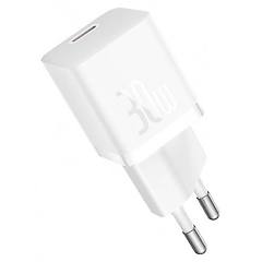 baseus caricabatterie mini gan5 30w universale bianco ricarica rapida
