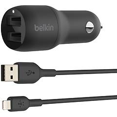 belkin boostcharge usb-a caricabatteria da auto 24w 1mt cavo lightning