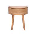 comodino rotondo in legno chiaro con cassetto judith