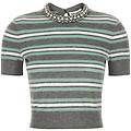 maglia 'grey striped crystal trim knit'
