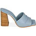 mules celesti in pelle di vitello tacco 9 cm