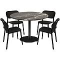 set da pranzo rome con 4 sedie 120x120x75x120 cm (lxlxhx&oslash;) nero/marrone/marmorizzato