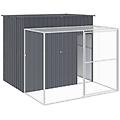 - casetta cani con corsa antracite 214x253x181 cm acciaio zincato