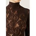 top in pizzo fiori donna marrone s/m
