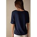 maglia manica corta in seta e modal donna blu taglia m
