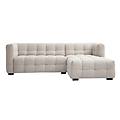 divano ad angolo destro design 3 posti in tessuto effetto velluto testurizzato beige corto