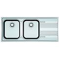 lavello integrato 2 vasche con gocciolatoio a destra smart l 116 x l 50 cm argento