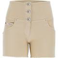 shorts push up wr. up tessuto denim navetta ecologico vita alta con bottoni brown rice donna small