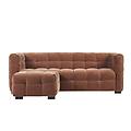 divano design 3 posti e poggia piedi in tessuto effetto velluto color bruciato corto