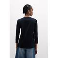 maglia manica 3/4 scollo a barchetta in elevated cotton donna nero taglia l