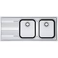 lavello integrato 2 vasche con gocciolatoio a sinistra smart l 116 x l 50 cm argento