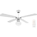 ventilatore a soffitto ø 107cm 4 pale con telecomando luce reversibile 70w bianco funzione