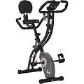 cyclette pieghevole acciaio con schienale lcd e bande elastiche grigia