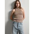 - tank top lavorato scollo halter donna beige taglia xs