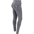 pantaloni n. o. w. skinny a vita alta in jersey denim gray jeans-yellow seams donna xxs